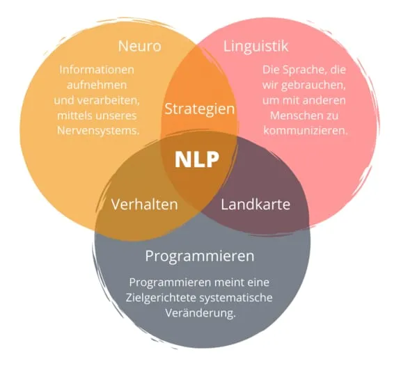 Grafik mit drei Kreisen: Neuro, Linguistik und Programmieren